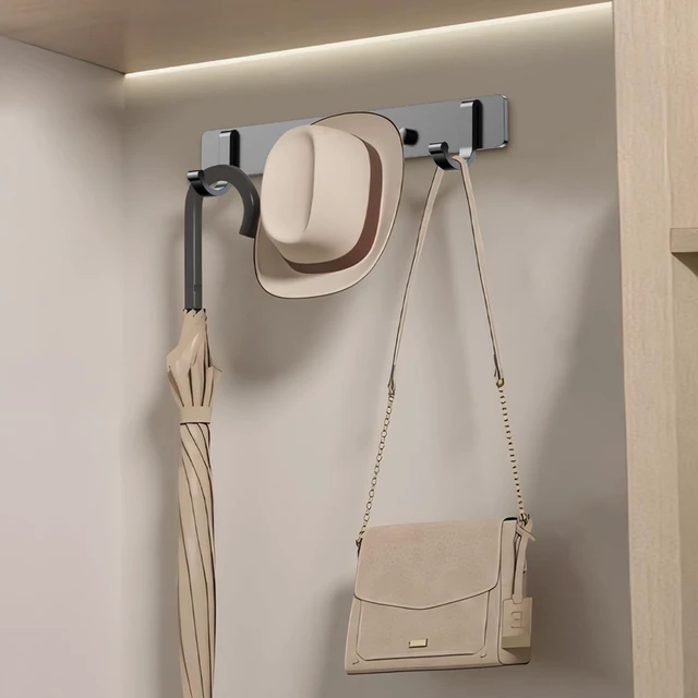 Alt view image 6 of 6 - Wall Mount Coat Rack with 3 Hooks, Wall Organizer for Coats, Hats, Towels, Bags, Ideal for Entryway, Bathroom, or Bedroom