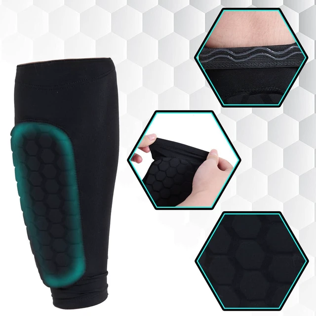 Alt view image 5 of 7 - Shin Defender Shin Guards Youth Adult Ski Shin Guards Calf Compression Sleeve Lightweight Calf Protective Gear for Football Soccer with Honeycomb Pads