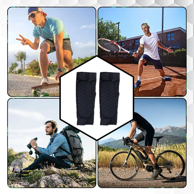 Alt view image 4 of 7 - Shin Defender Shin Guards Youth Adult Ski Shin Guards Calf Compression Sleeve Lightweight Calf Protective Gear for Football Soccer with Honeycomb Pads