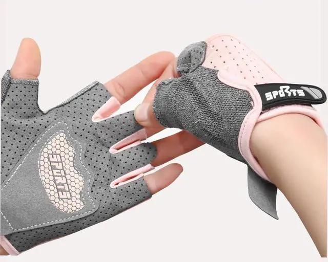 Alt view image 4 of 5 - Breathable-Workout-Fingerless-Gloves for Kids-Girl Mesh-Cycling-Sport-Gloves with Non-Slip Plam 3-12T Children