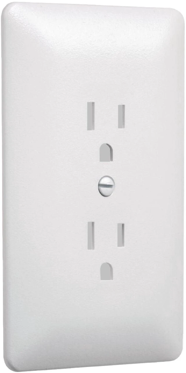 Main image of 1-Gang Mid-Size Grounded Duplex Wall Plate, Paintable, White | 3/8 in. Larger Than Standard, Replaces Old Wall Plate, Paintable Outlet Cover, Includes Matching Screws, Unbreakable Plastic