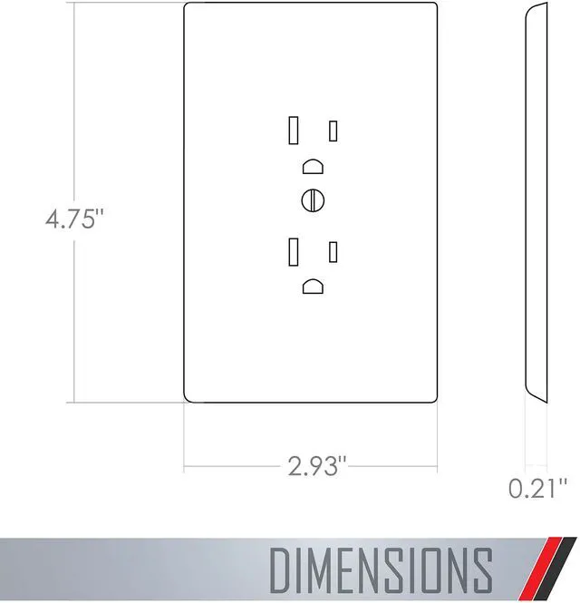 Alt view image 2 of 6 - 1-Gang Mid-Size Grounded Duplex Wall Plate, Paintable, White | 3/8 in. Larger Than Standard, Replaces Old Wall Plate, Paintable Outlet Cover, Includes Matching Screws, Unbreakable Plastic