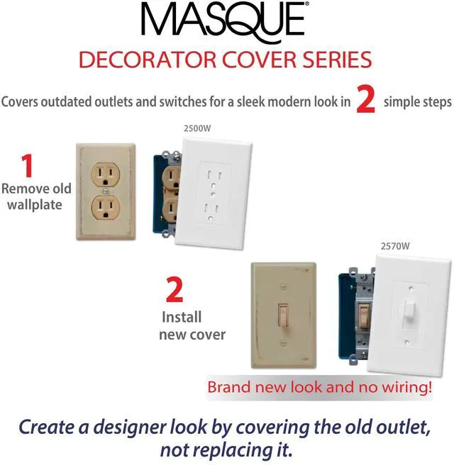 Alt view image 5 of 6 - 1-Gang Mid-Size Grounded Duplex Wall Plate, Paintable, White | 3/8 in. Larger Than Standard, Replaces Old Wall Plate, Paintable Outlet Cover, Includes Matching Screws, Unbreakable Plastic