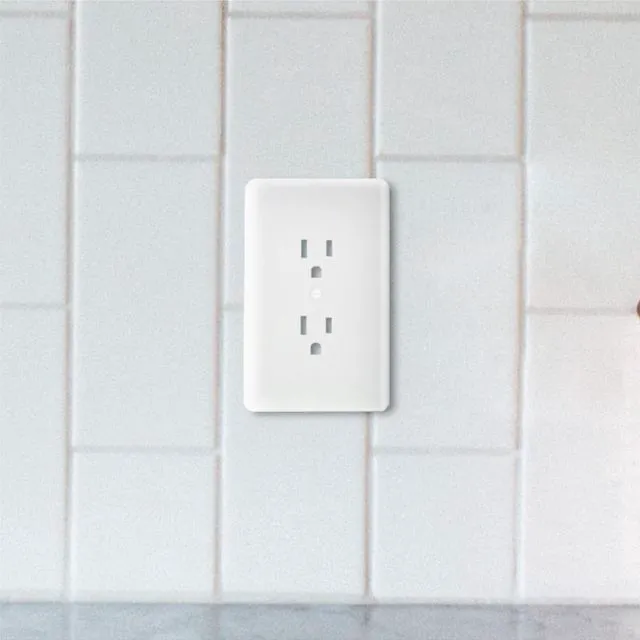 Alt view image 6 of 6 - 1-Gang Mid-Size Grounded Duplex Wall Plate, Paintable, White | 3/8 in. Larger Than Standard, Replaces Old Wall Plate, Paintable Outlet Cover, Includes Matching Screws, Unbreakable Plastic