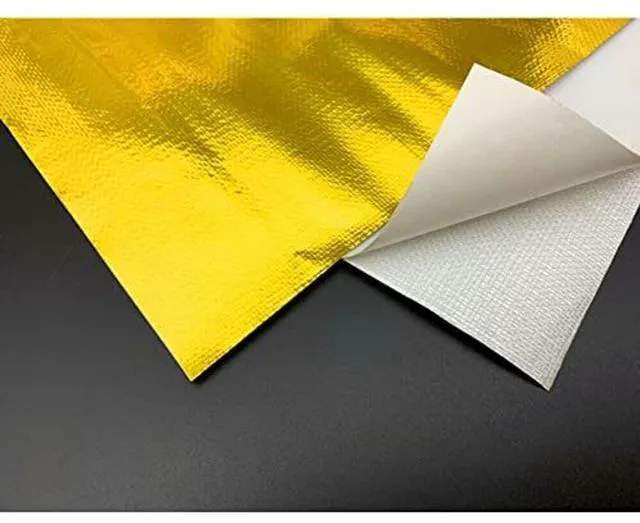 Main image of Adhesive Aluminized Heat Shield Barrier - Gold, 12" x 24" - 2000°F Reflective Heat Insulator & Multi-Purpose Protection for Firewall, Hoods, Hoses & Doors