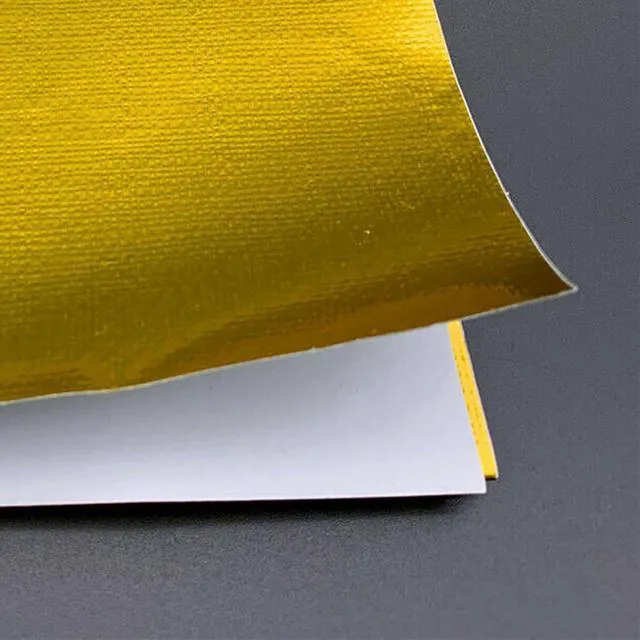 Alt view image 5 of 7 - Adhesive Aluminized Heat Shield Barrier - Gold, 12" x 24" - 2000°F Reflective Heat Insulator & Multi-Purpose Protection for Firewall, Hoods, Hoses & Doors