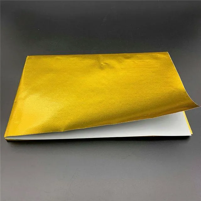 Alt view image 3 of 7 - Adhesive Aluminized Heat Shield Barrier - Gold, 12" x 24" - 2000°F Reflective Heat Insulator & Multi-Purpose Protection for Firewall, Hoods, Hoses & Doors