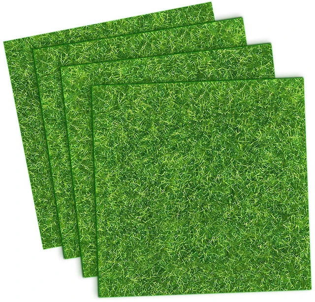Main image of 4 Packs 6x6 Inch Cuttable Artificial Grass Squares, Realistic Fake Grass Mats, Mini Craft Turf Tiles for Fairy Garden Accessories, Dollhouse Decor, DIY Craft and Diorama Supplies