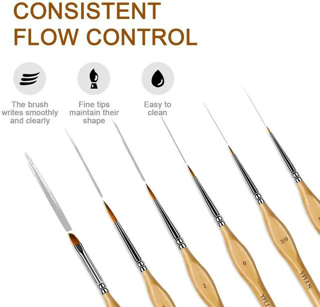 Alt view image 2 of 7 - 6Pcs Miniature Paint Brushes Set with Triangular Handles - for Acrylics, Oils, Watercolors & Paint by Number, Figurine