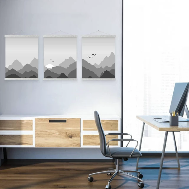 Alt view image 7 of 7 - Magnetic Poster Hanger, 8x10 8x20 8x11 Poster Frame Wood Wooden Magnet Print Posters Dowel Scroll Hanger Hangers Hanging Kit for Walls Map Canvas Artwork (Grey, 8")