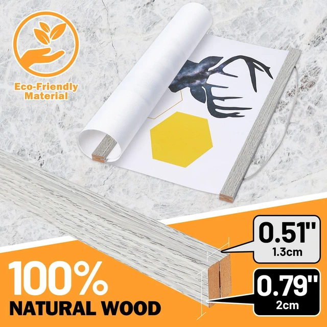 Alt view image 3 of 7 - Magnetic Poster Hanger, 8x10 8x20 8x11 Poster Frame Wood Wooden Magnet Print Posters Dowel Scroll Hanger Hangers Hanging Kit for Walls Map Canvas Artwork (Grey, 8")