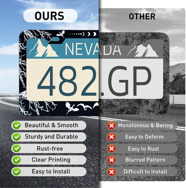 Alt view image 4 of 7 - Dragons Pattern Black, License Plate Frame | Universal Rust-Proof Aluminum Alloy, Car License Plate Frame Holder, Front Rear License Plate Cover, with Screw Caps (2 Hole)