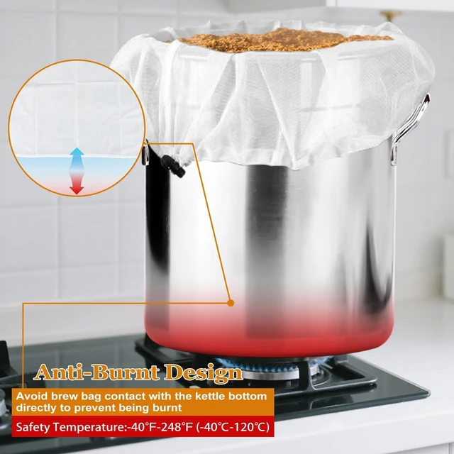 Alt view image 5 of 7 - MAQIHAN 2Pack Reusable Brew Bag - Extra Large Strainer Bag for Home Brewing | 26x22", 16x18" Fine Mesh Straining Bags for Beer Grape Wine Press Fruit Cider Juice Grain Milk Making, Adjustable Drawstri