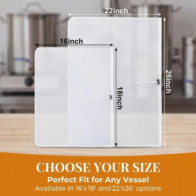 Alt view image 7 of 7 - MAQIHAN 2Pack Reusable Brew Bag - Extra Large Strainer Bag for Home Brewing | 26x22", 16x18" Fine Mesh Straining Bags for Beer Grape Wine Press Fruit Cider Juice Grain Milk Making, Adjustable Drawstri