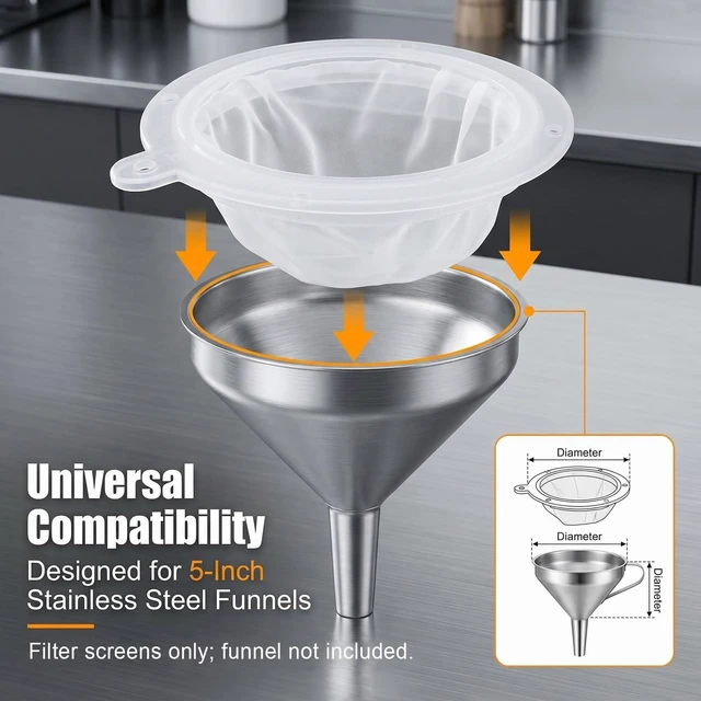 Alt view image 4 of 7 - CARGEN 1 Piece 200 Mesh Strainer 75 Micron Filter for 5 Inch Funnel | Funnel Fine Filter for Cooking Oil Milk Juice Wine Cheese Whey Grease Coffee