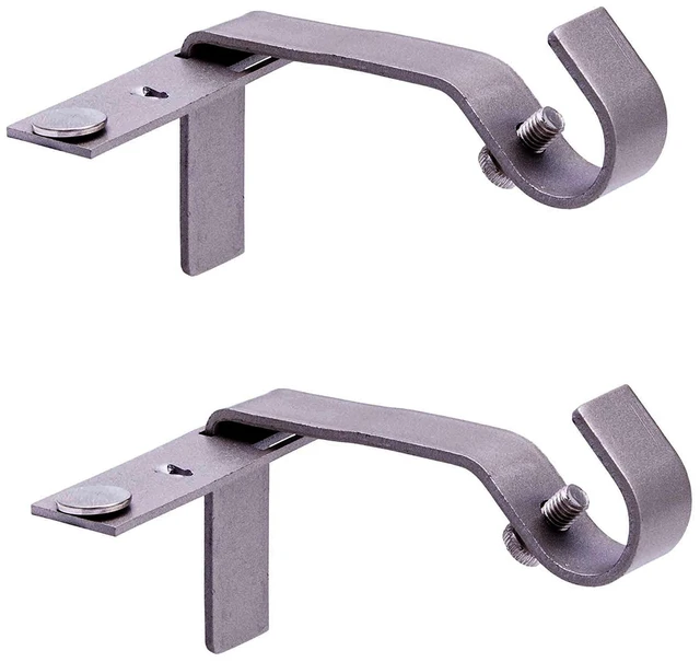 Main image of Kenney Fast Fit 5/8" No Measure Curtain Rod Brackets, Pewter