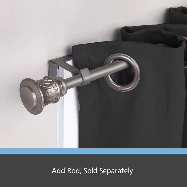 Alt view image 3 of 7 - Kenney Fast Fit 5/8" No Measure Curtain Rod Brackets, Pewter