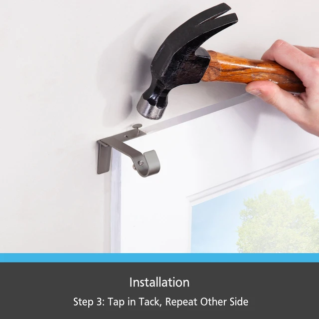 Alt view image 6 of 7 - Kenney Fast Fit 5/8" No Measure Curtain Rod Brackets, Pewter
