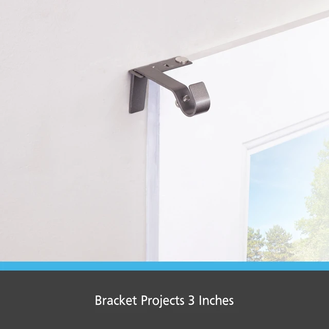 Alt view image 7 of 7 - Kenney Fast Fit 5/8" No Measure Curtain Rod Brackets, Pewter