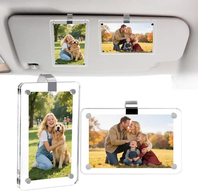 Main image of EpaiLuckyou Car Picture Holder, Photo Holder for Car, Car Photo Holder | Acrylic Magnetic Car Picture Frame for Car Accessories,Universal Car Visor Photo Clip,Suitable for Family, Couple, Pet Photos