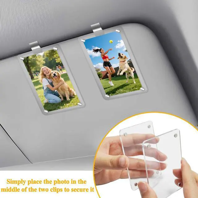 Alt view image 7 of 7 - EpaiLuckyou Car Picture Holder, Photo Holder for Car, Car Photo Holder | Acrylic Magnetic Car Picture Frame for Car Accessories,Universal Car Visor Photo Clip,Suitable for Family, Couple, Pet Photos