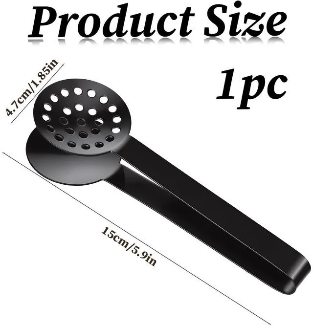 Alt view image 2 of 6 - Black Tea Bag Squeezer Tongs, Stainless Steel Teabag Strainer Dispenser Tea Filter Spoon Clamp Dispenser Accessories for Gripping Teabags Ice Sugar Lemon Slice