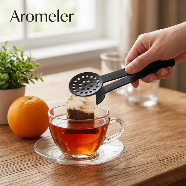 Alt view image 3 of 6 - Black Tea Bag Squeezer Tongs, Stainless Steel Teabag Strainer Dispenser Tea Filter Spoon Clamp Dispenser Accessories for Gripping Teabags Ice Sugar Lemon Slice