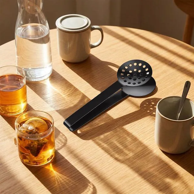 Alt view image 4 of 6 - Black Tea Bag Squeezer Tongs, Stainless Steel Teabag Strainer Dispenser Tea Filter Spoon Clamp Dispenser Accessories for Gripping Teabags Ice Sugar Lemon Slice