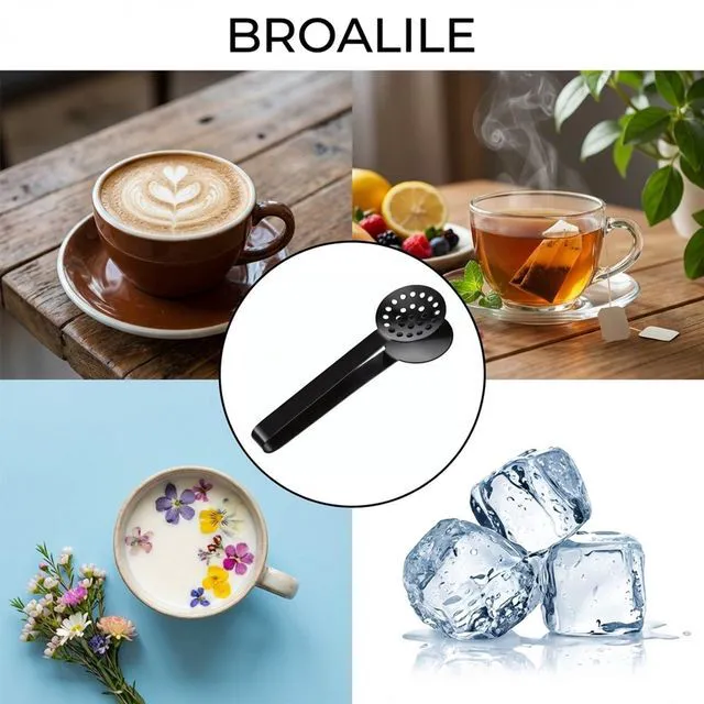 Alt view image 6 of 6 - Black Tea Bag Squeezer Tongs, Stainless Steel Teabag Strainer Dispenser Tea Filter Spoon Clamp Dispenser Accessories for Gripping Teabags Ice Sugar Lemon Slice