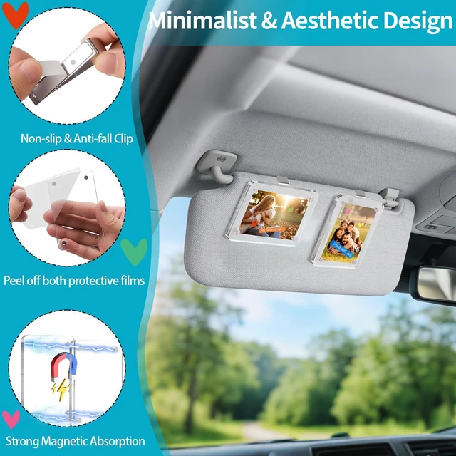 Alt view image 3 of 7 - 2Pcs Visor Picture Clip, Car Picture Holder | Clear Acrylic Magnetic Car Photo Frame for Sun Visor, For Polaroid Mini Photos, Great Gift for Boyfriend Husband Dad Mum