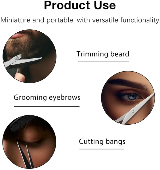 Alt view image 6 of 7 - 2 Pack Men's Beard & Mustache Scissors & Mini Comb Trimming Kit Black 4 inch