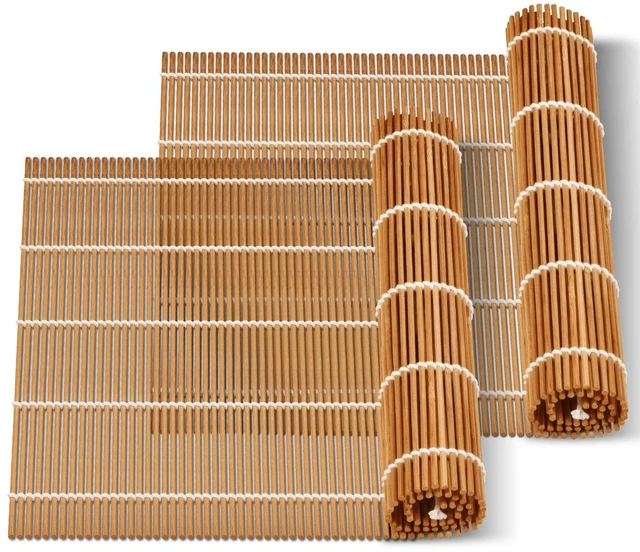 Main image of MIUQILAIY 9.5"x9.5"Bamboo Sushi Rolling Mat,kimbap roller(2 PCS)