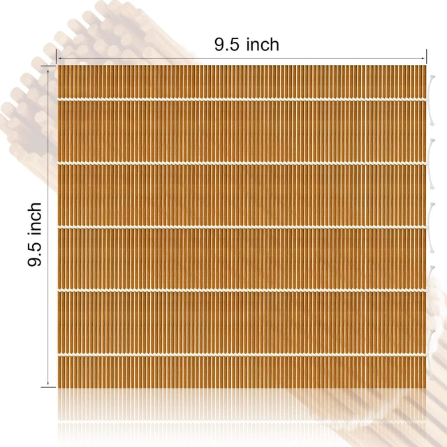 Alt view image 2 of 6 - MIUQILAIY 9.5"x9.5"Bamboo Sushi Rolling Mat,kimbap roller(2 PCS)