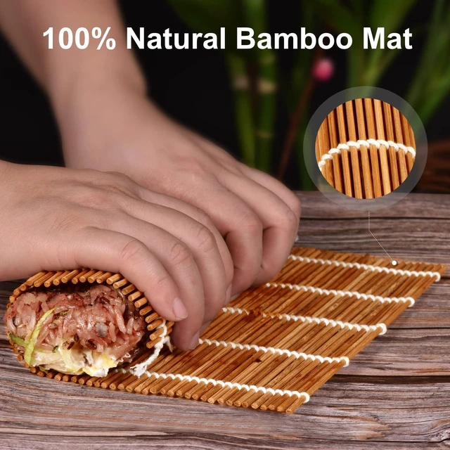 Alt view image 3 of 6 - MIUQILAIY 9.5"x9.5"Bamboo Sushi Rolling Mat,kimbap roller(2 PCS)