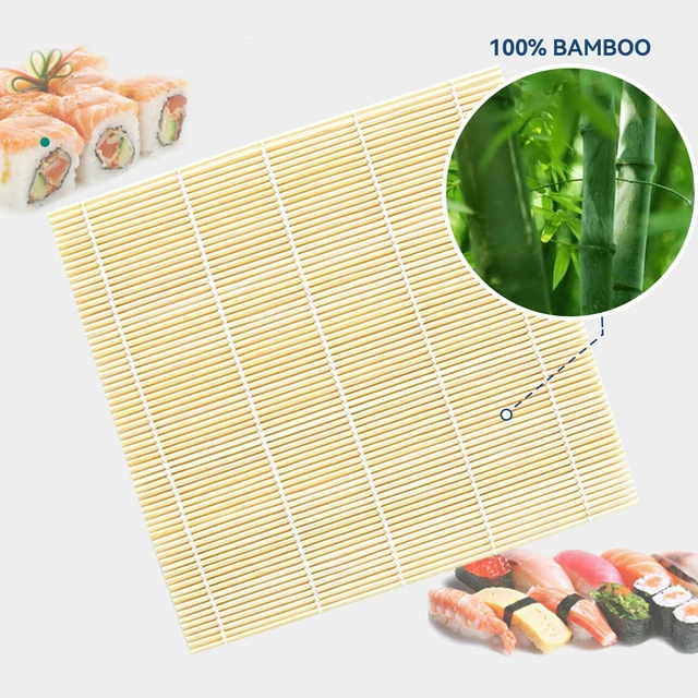 Alt view image 4 of 7 - 1 Pack 12 Inch Bamboo Sushi Mat - Sushi Roller Mat for Making, Shaping & Molding Sushi Roll & Kimbap - Food-Safe Sushi Making Supplies, Tools & Accessories