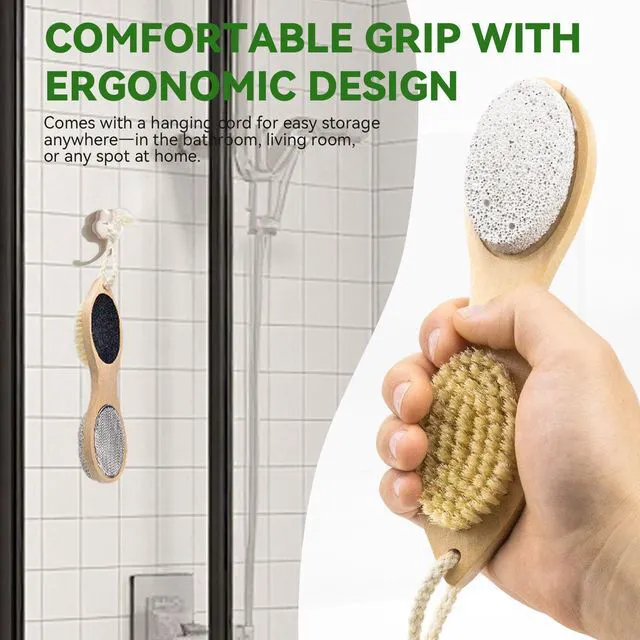Alt view image 5 of 7 - 4 in 1 Foot File Callus Remover with Pumice Stone Feet Scrubber Dead Skin Foot Rasp Dense Foots Brush for Shower,Foot Pumice Tools Kit with Cuticle File,Foot Care Tools for Man Woman Home