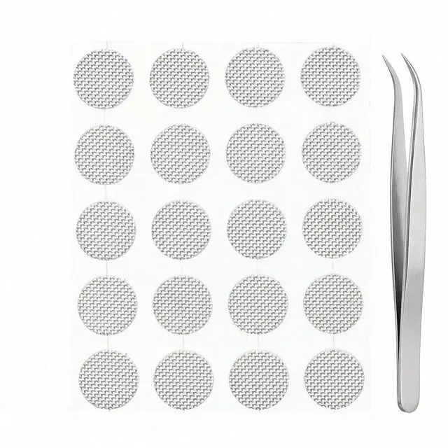 Main image of 20PCS Earbud Mesh Filters with Tweezers, 0.16in (4mm) Stainless Steel Dustproof Screens, Replacement Earphone Grill Covers for in-Ear Earbuds, Fits Most IEM Earphones