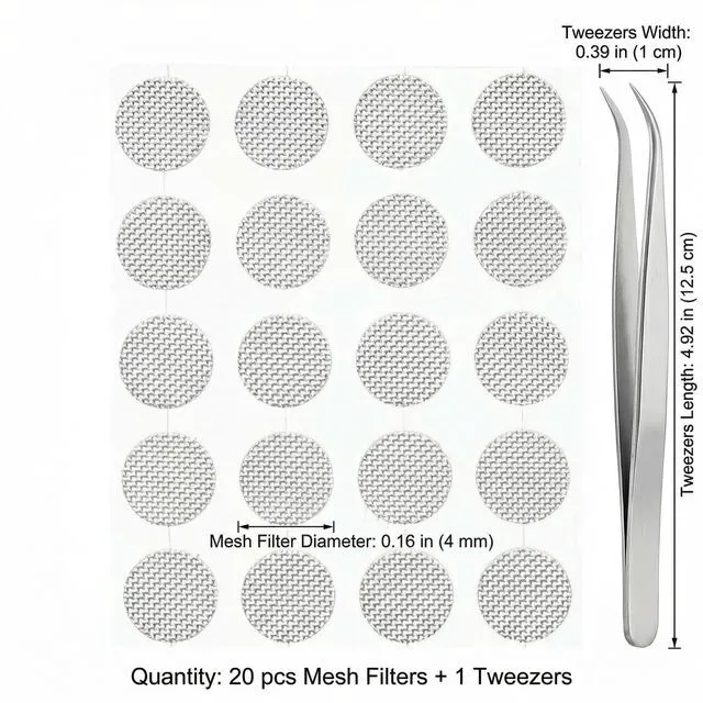 Alt view image 2 of 6 - 20PCS Earbud Mesh Filters with Tweezers, 0.16in (4mm) Stainless Steel Dustproof Screens, Replacement Earphone Grill Covers for in-Ear Earbuds, Fits Most IEM Earphones