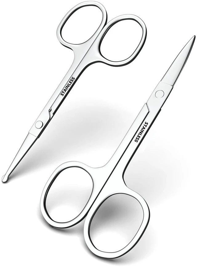 Main image of Stainless Steel Facial Grooming Scissors, Eyebrow Nose & Beard Precision Trimming Set