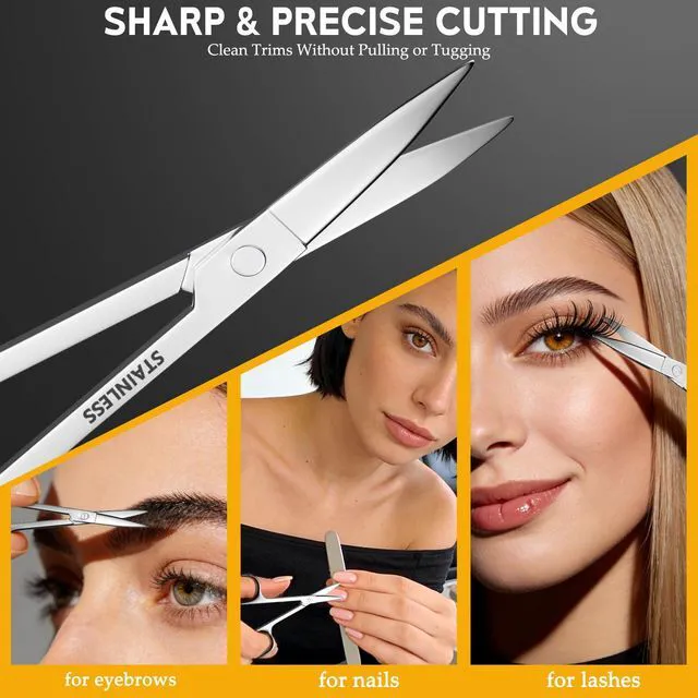 Alt view image 3 of 7 - Stainless Steel Facial Grooming Scissors, Eyebrow Nose & Beard Precision Trimming Set