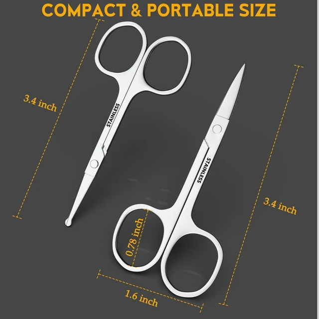 Alt view image 7 of 7 - Stainless Steel Facial Grooming Scissors, Eyebrow Nose & Beard Precision Trimming Set