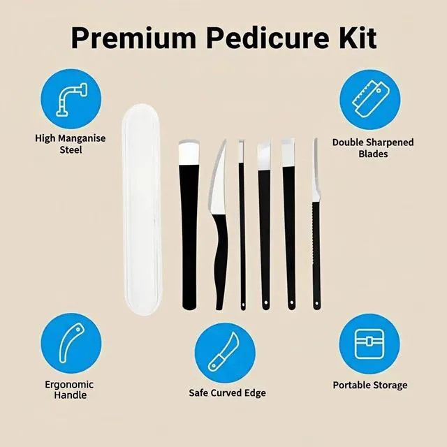 Alt view image 5 of 7 - 6-Piece Ingrown Toenail Tool Kit, Stainless Steel Foot Callus Remover & Pedicure Tools Set with Storage Case, Heavy Duty Durable Foot Rasp for Dead Skin Corn, Home Use