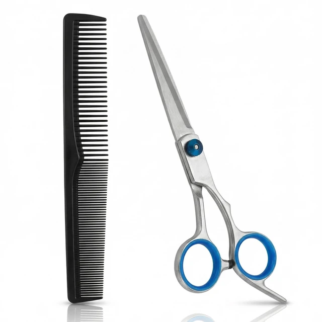Main image of 6.5 Inch Stainless Steel Barber Hair Scissors, Adjustable Tension Shears with Comb