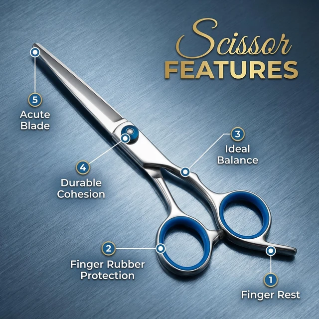 Alt view image 2 of 7 - 6.5 Inch Stainless Steel Barber Hair Scissors, Adjustable Tension Shears with Comb