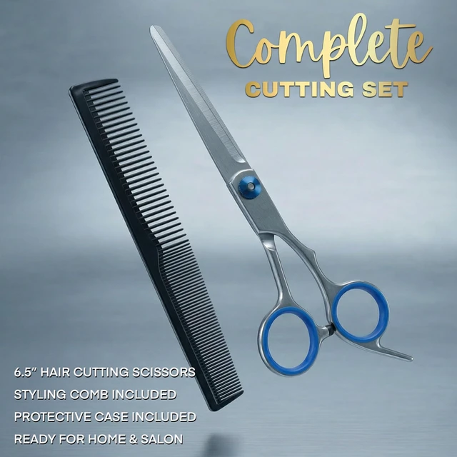 Alt view image 3 of 7 - 6.5 Inch Stainless Steel Barber Hair Scissors, Adjustable Tension Shears with Comb