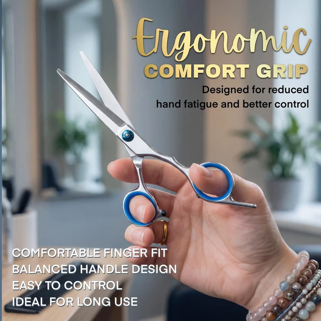 Alt view image 5 of 7 - 6.5 Inch Stainless Steel Barber Hair Scissors, Adjustable Tension Shears with Comb