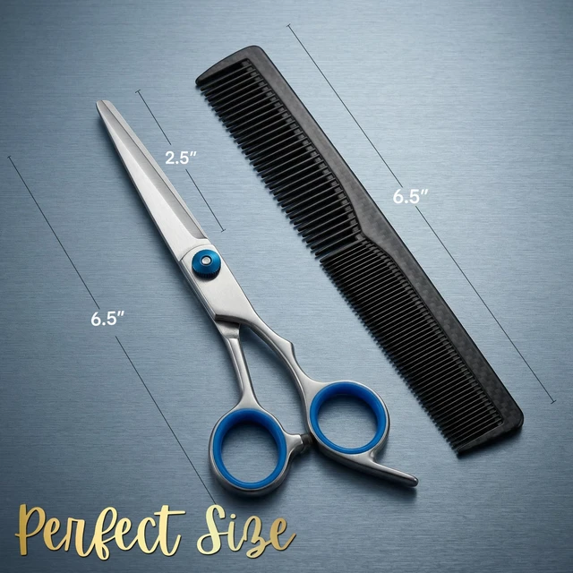 Alt view image 7 of 7 - 6.5 Inch Stainless Steel Barber Hair Scissors, Adjustable Tension Shears with Comb