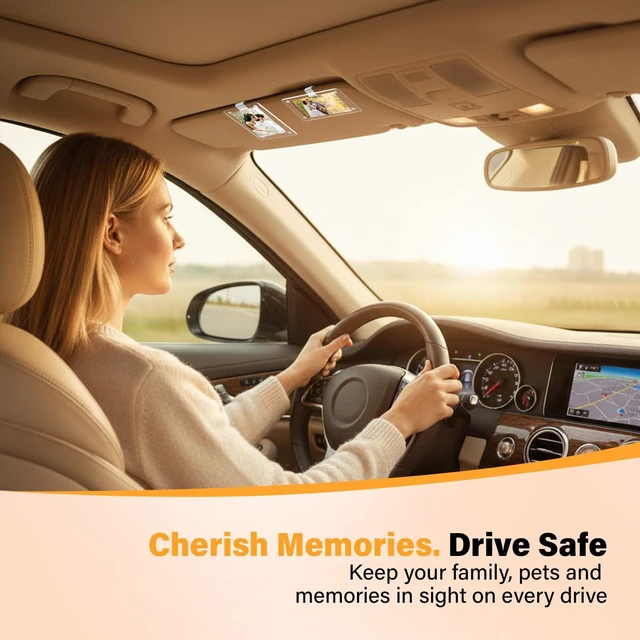 Alt view image 3 of 7 - 2 Pack Car Picture Holder, Acrylic Magnetic Car Visor Photo Clip Clear, Stable, Easy to Use, for Family Photos, Pet Pictures & More Great Gift for Drivers