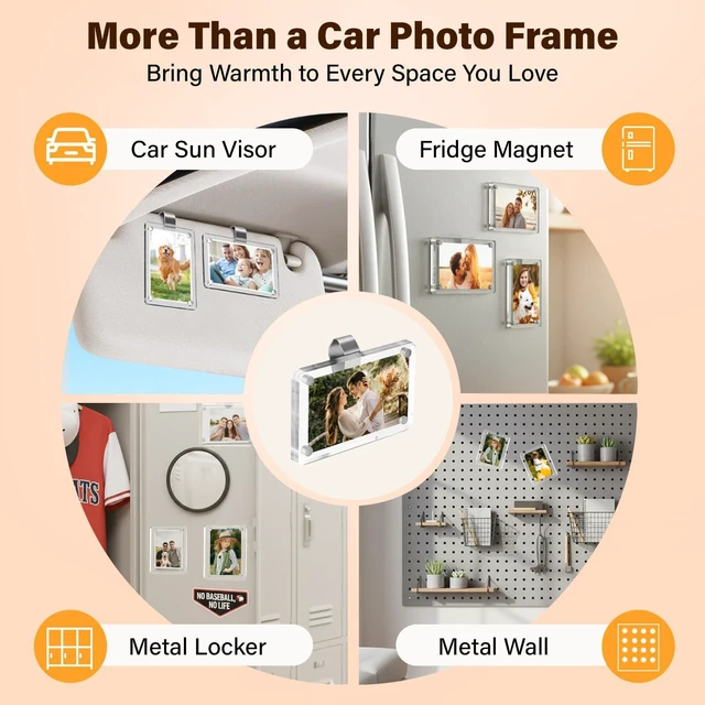 Alt view image 7 of 7 - 2 Pack Car Picture Holder, Acrylic Magnetic Car Visor Photo Clip Clear, Stable, Easy to Use, for Family Photos, Pet Pictures & More Great Gift for Drivers