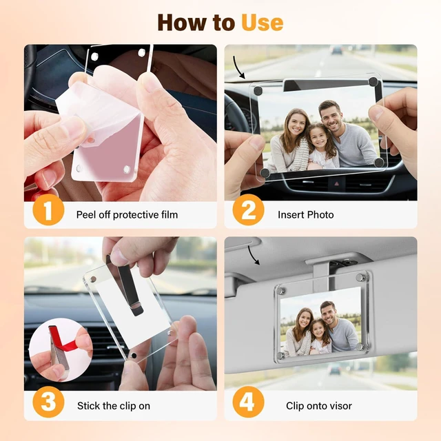 Alt view image 4 of 7 - 2 Pack Car Picture Holder, Acrylic Magnetic Car Visor Photo Clip Clear, Stable, Easy to Use, for Family Photos, Pet Pictures & More Great Gift for Drivers
